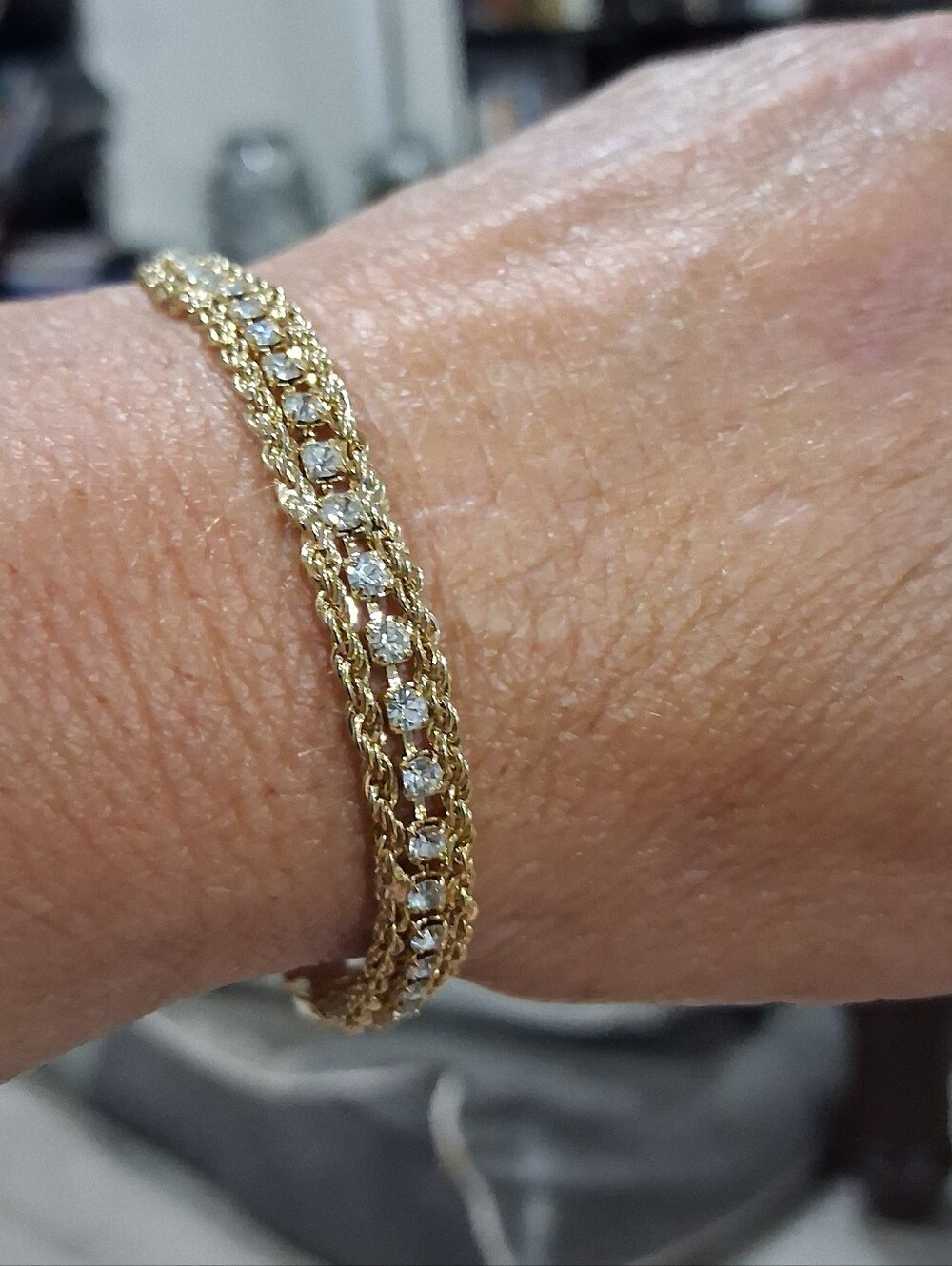 Gold Plated CZ Double Rope Bracelet 7.5"